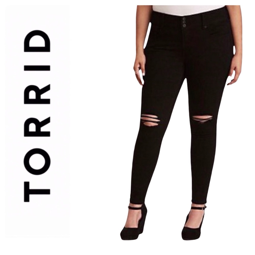 Torrid Black Distressed Jegging Jeans Size 20R